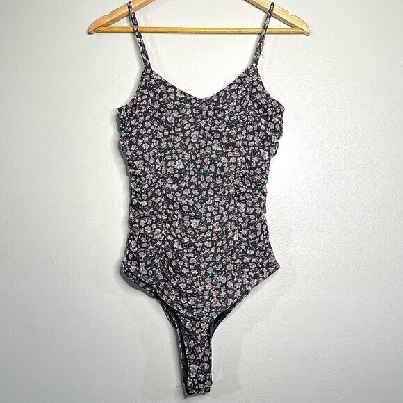 Free press women’s size small floral mesh cami tank top bodysuit blue/gray 152B5 - Picture 1 of 10
